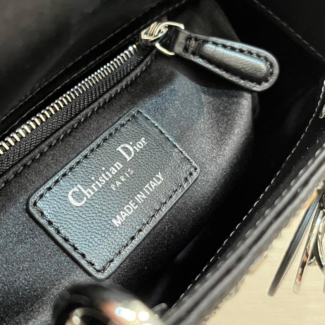 Black Strass Cannage Satin Mini LD Bag