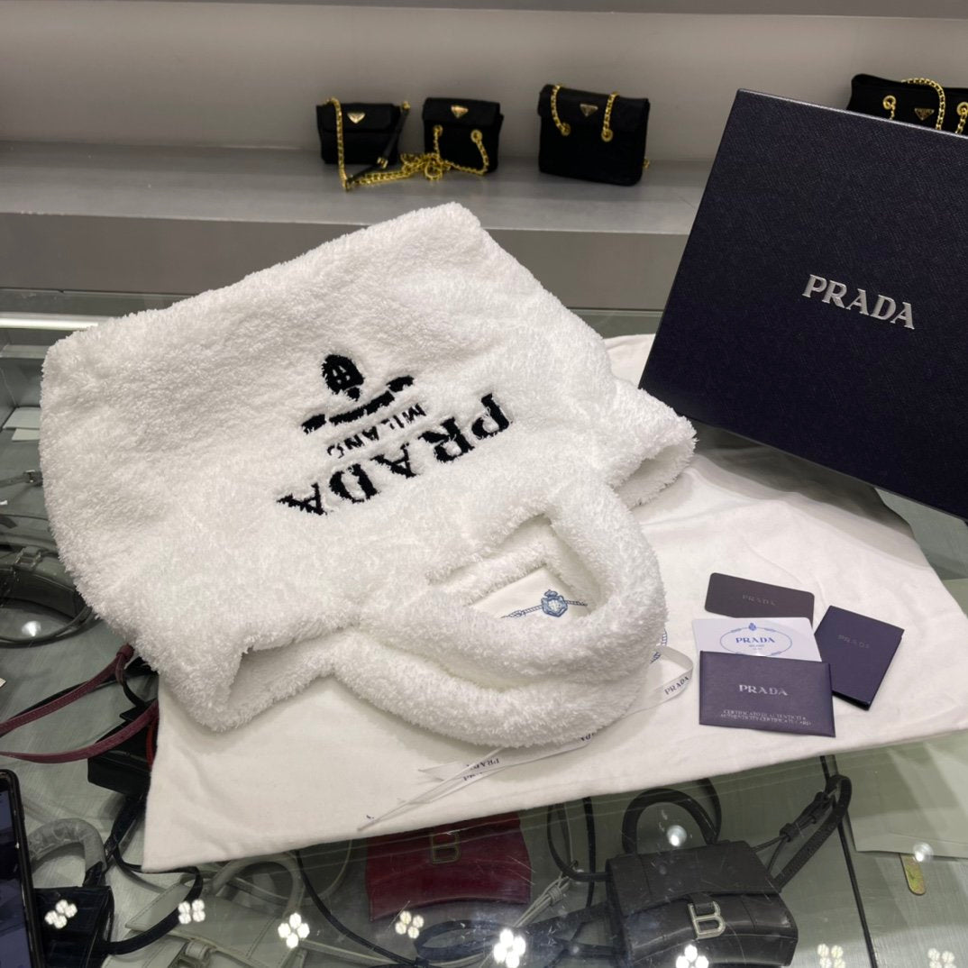 White & Black terry tote bag