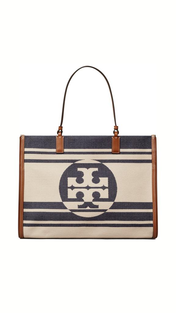 Royal navy TE jacquard stripe tote bag