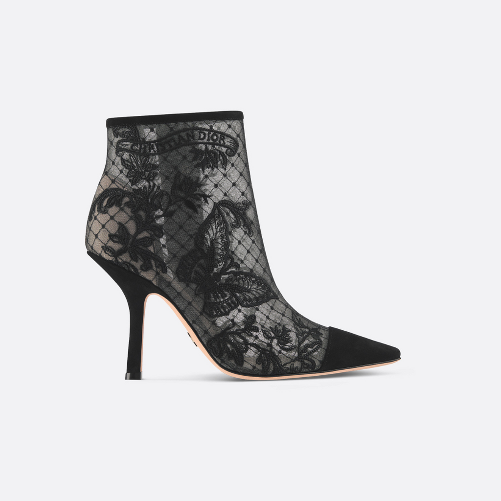 Black Mesh & Suede DC Heeled Ankle Boot