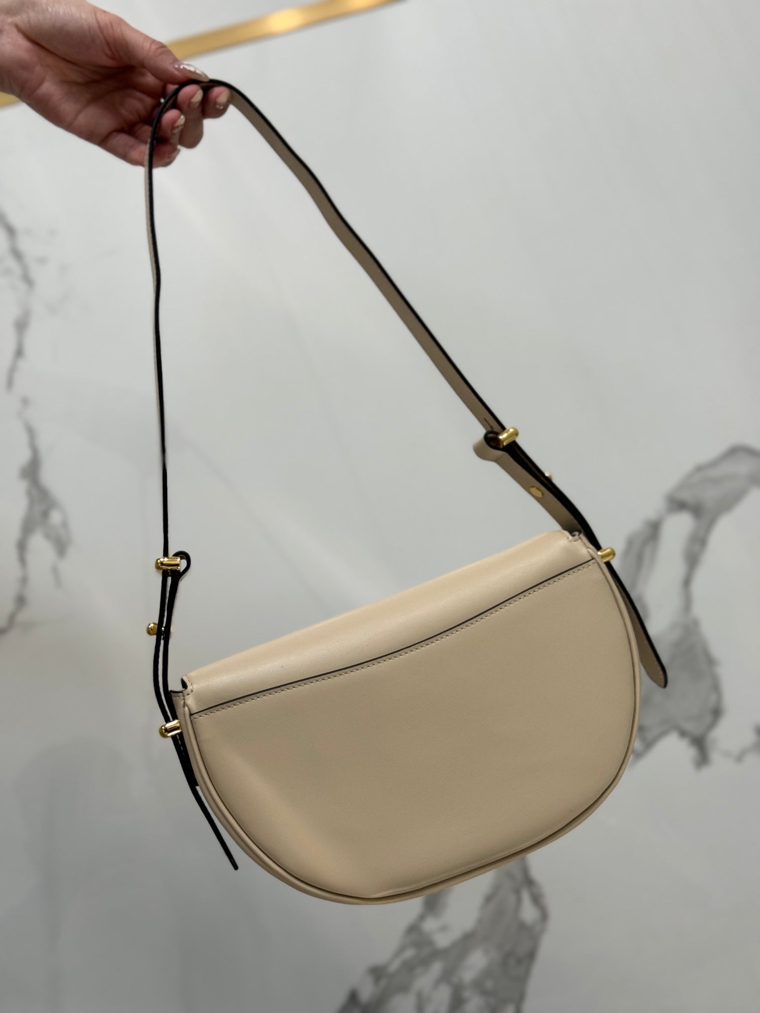 Travertine PA Leather Shoulder Bag With Flap