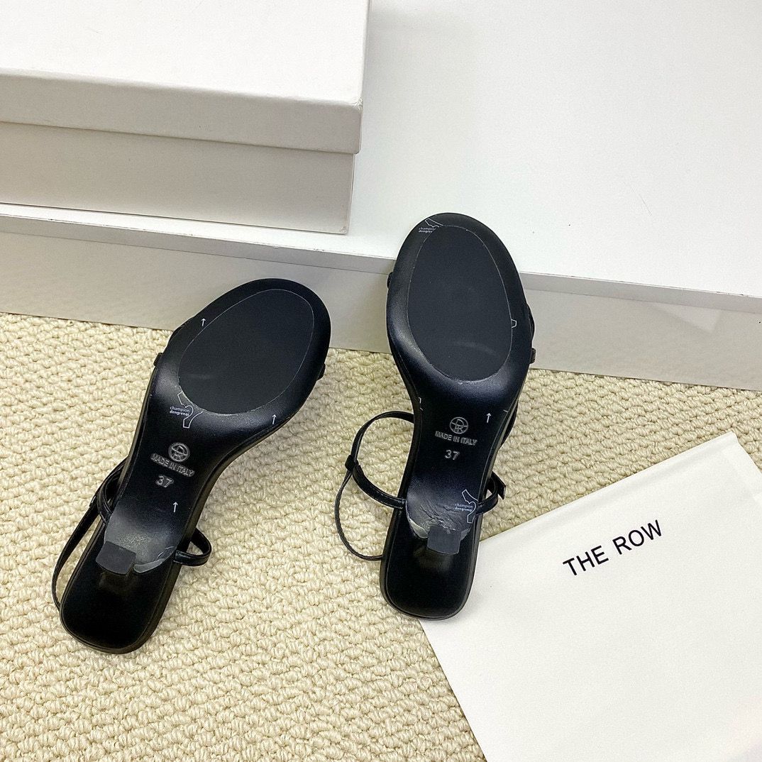 Black Bare Leather Sandals