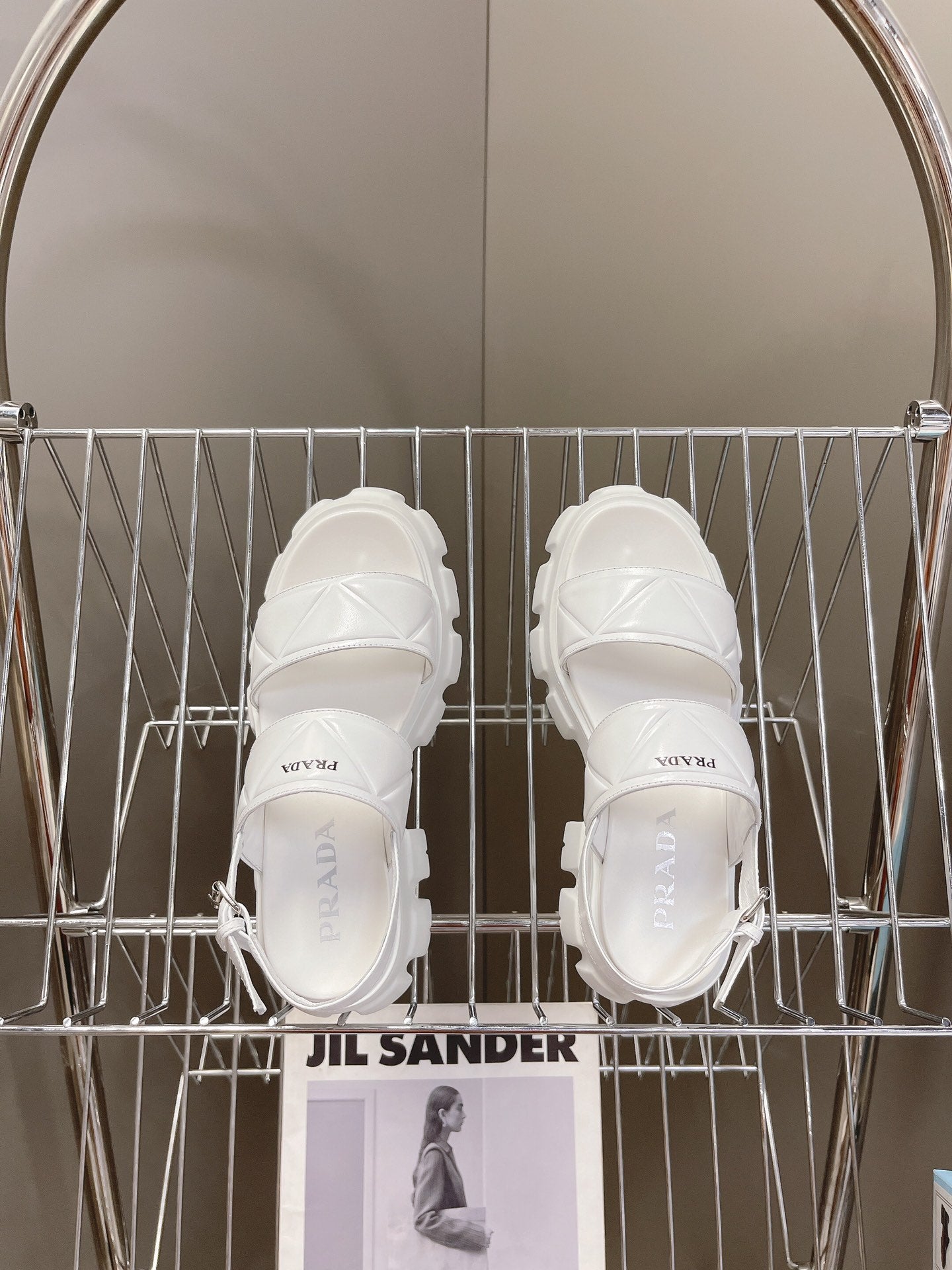 White PM Leather Sandals