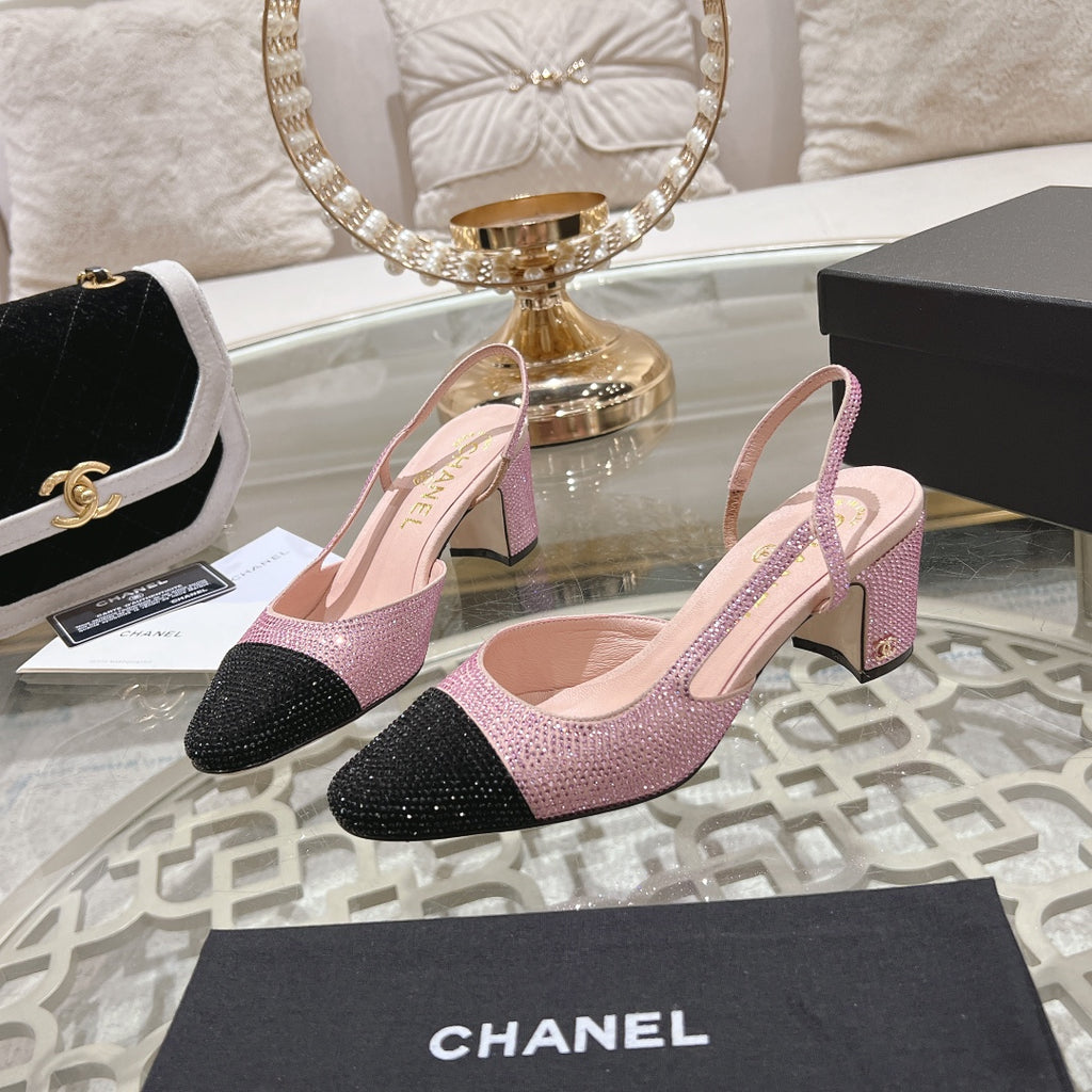Pink & Black CC Slingbacks