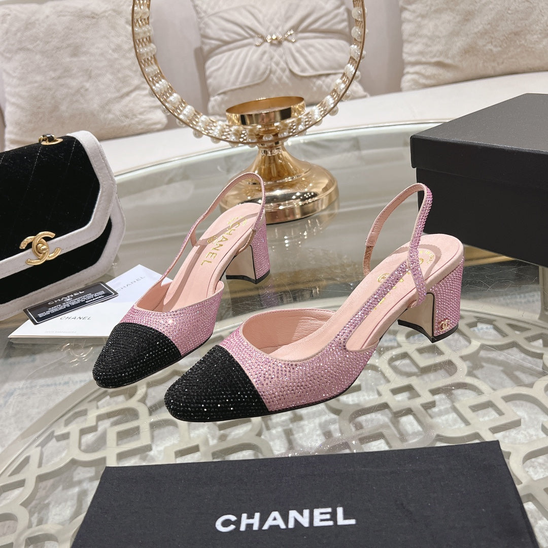 Pink & Black CC Slingbacks