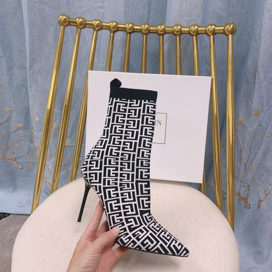 Ivory BB stretch knit Skye ankle boots