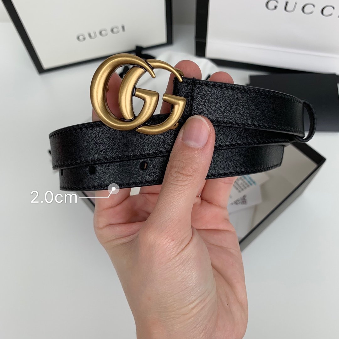 Black G leather belt 20 mm