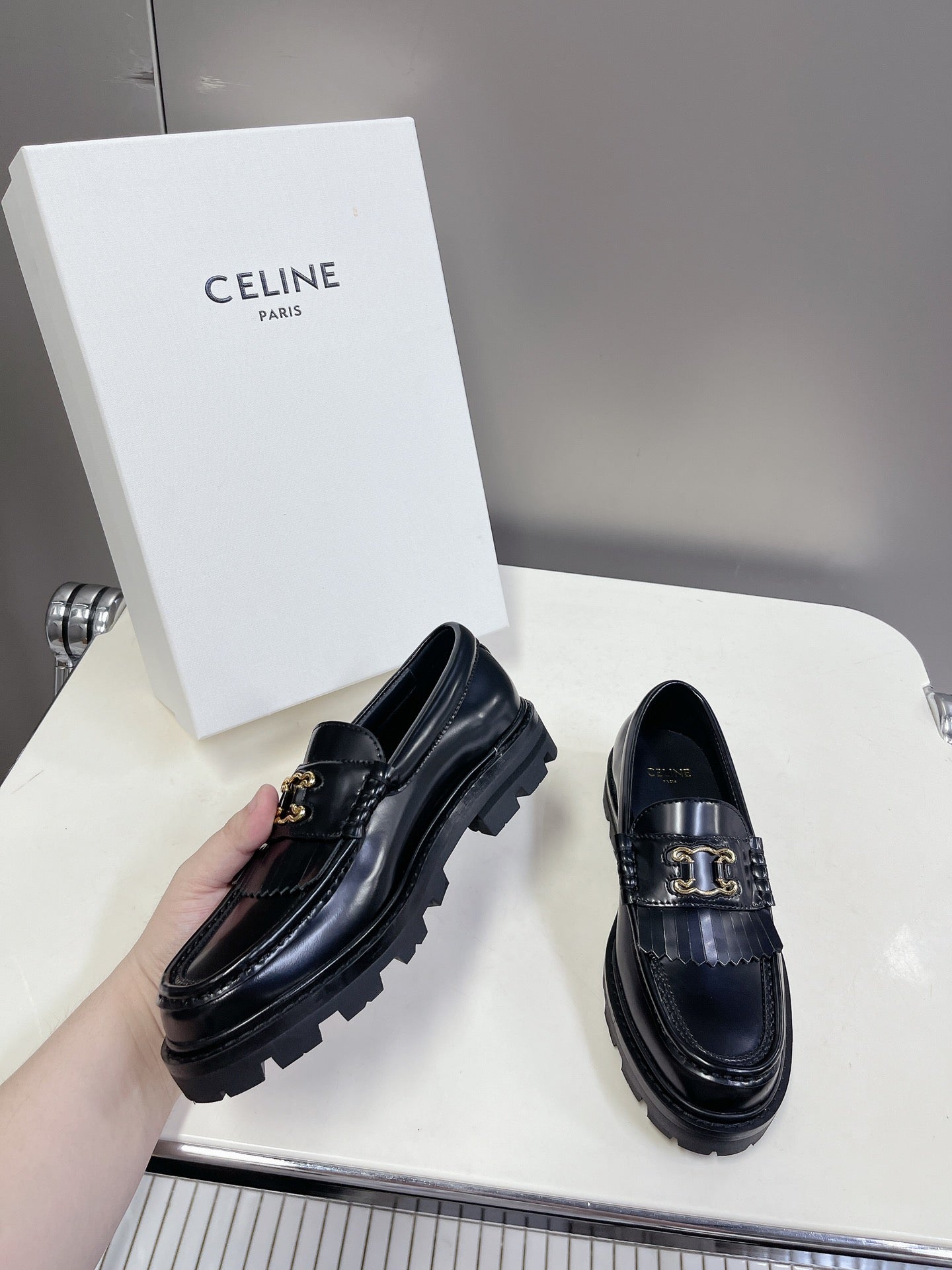 Black CM Loafer With Triomphe Frame