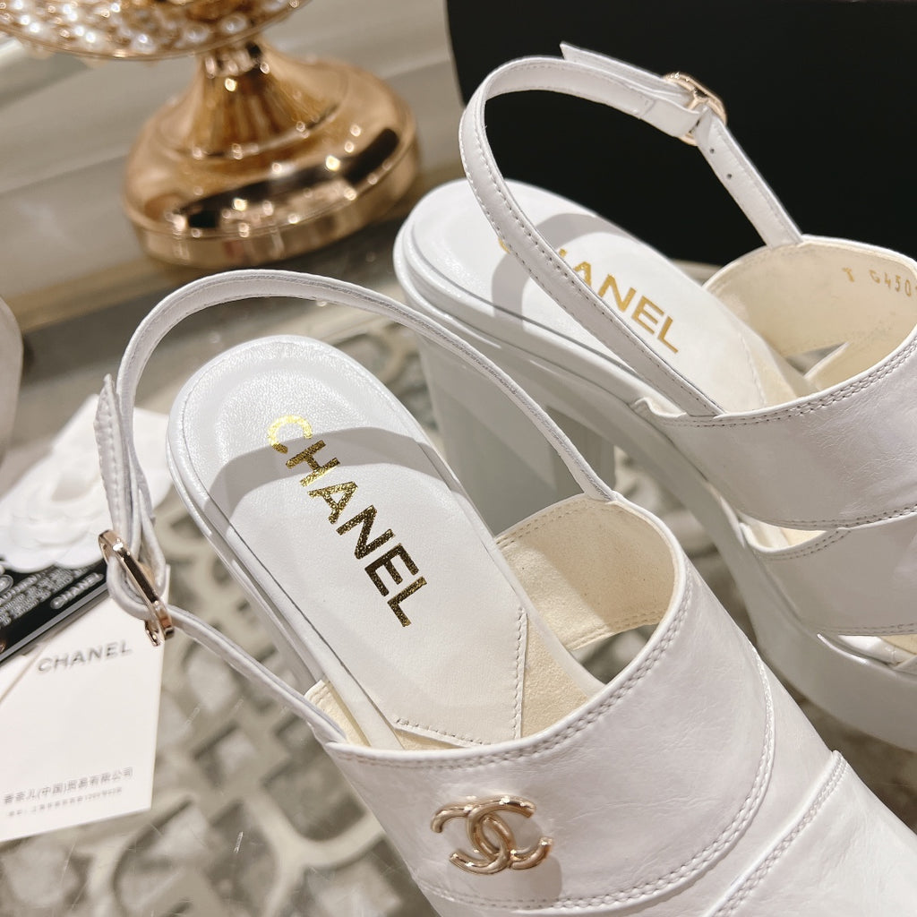 White C Patent Sandals