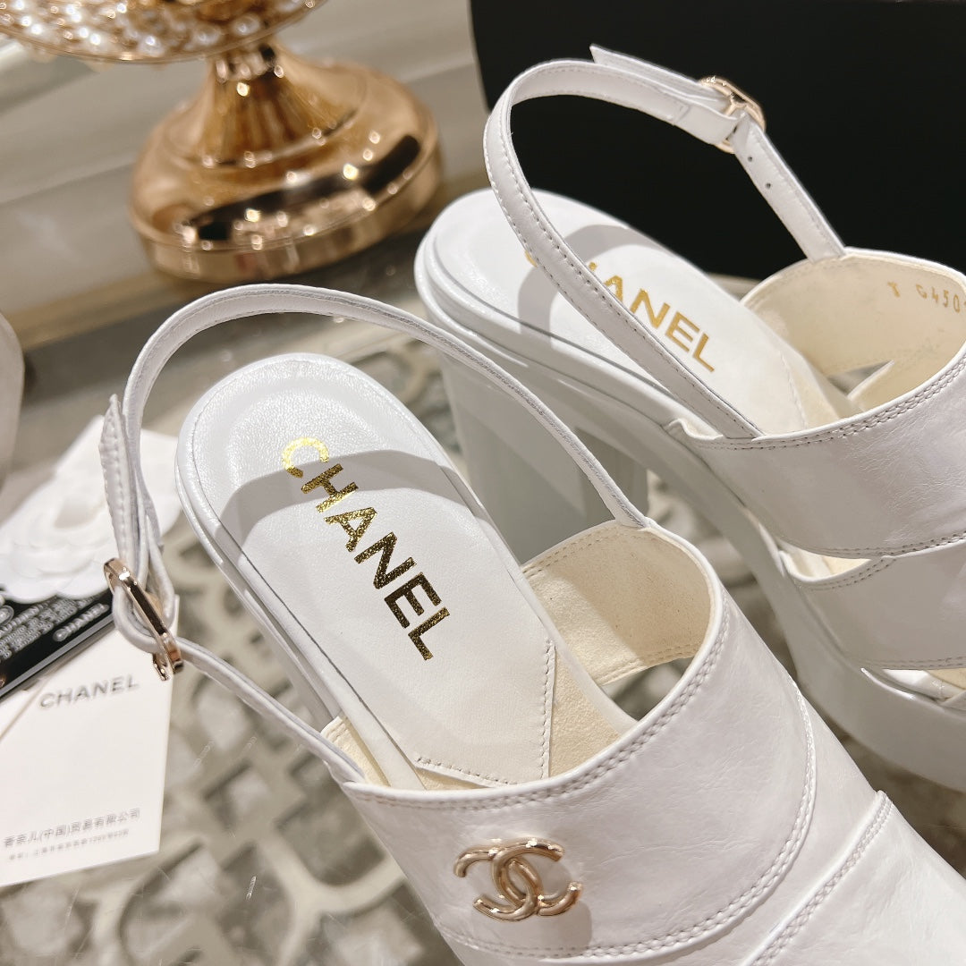 White C Patent Sandals
