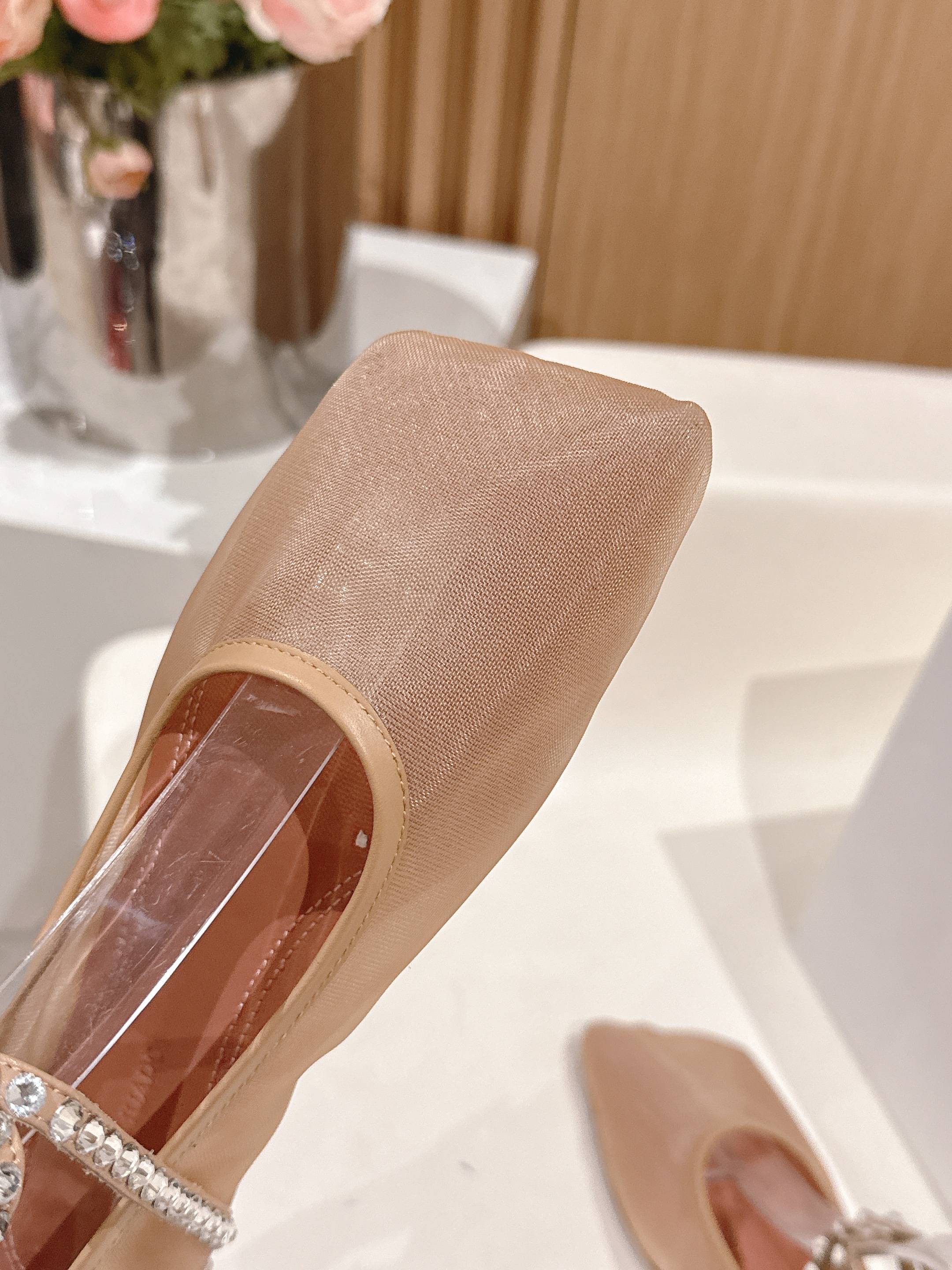 Latte Ane Mesh Crystal Flat