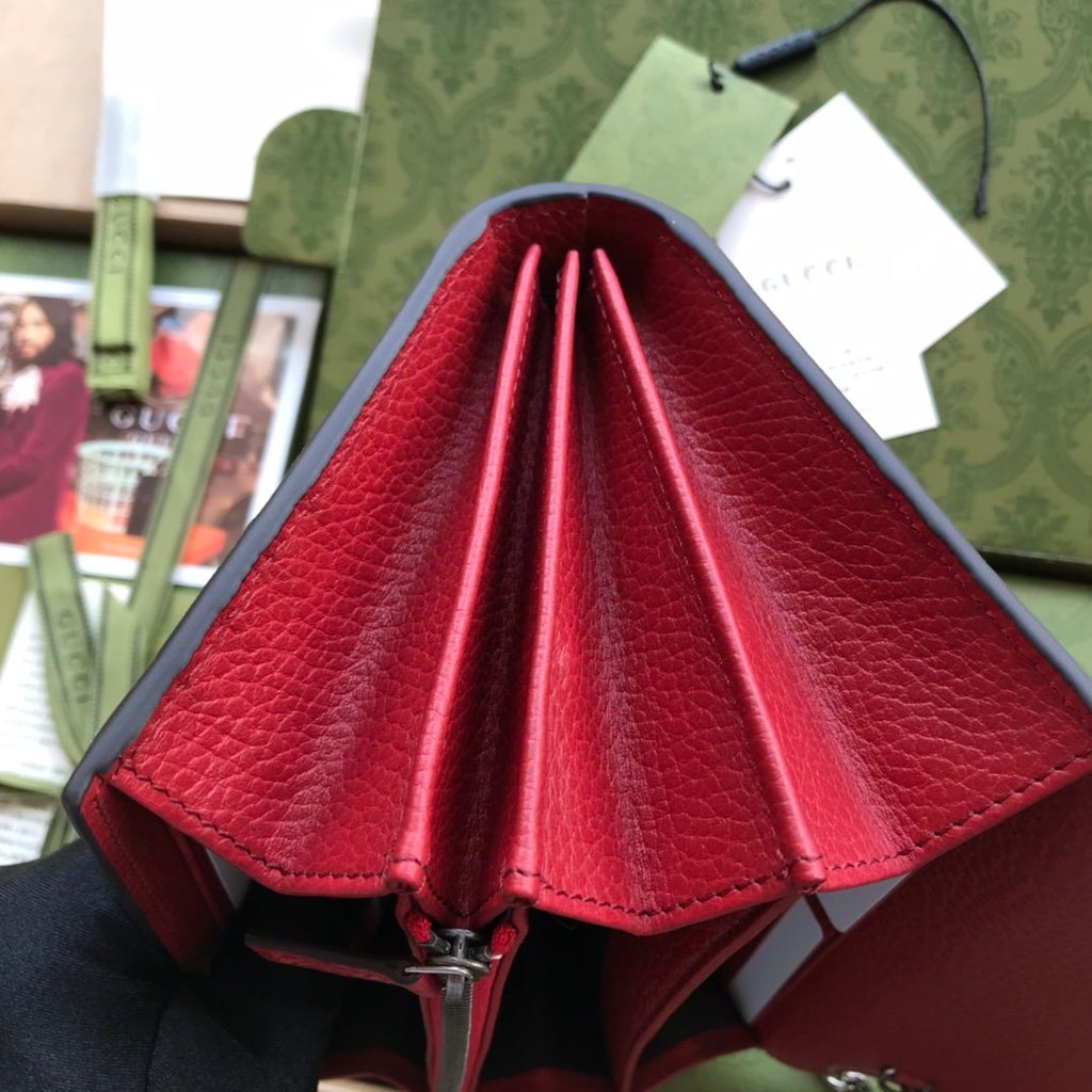 Hibiscus red DG mini leather chain wallet