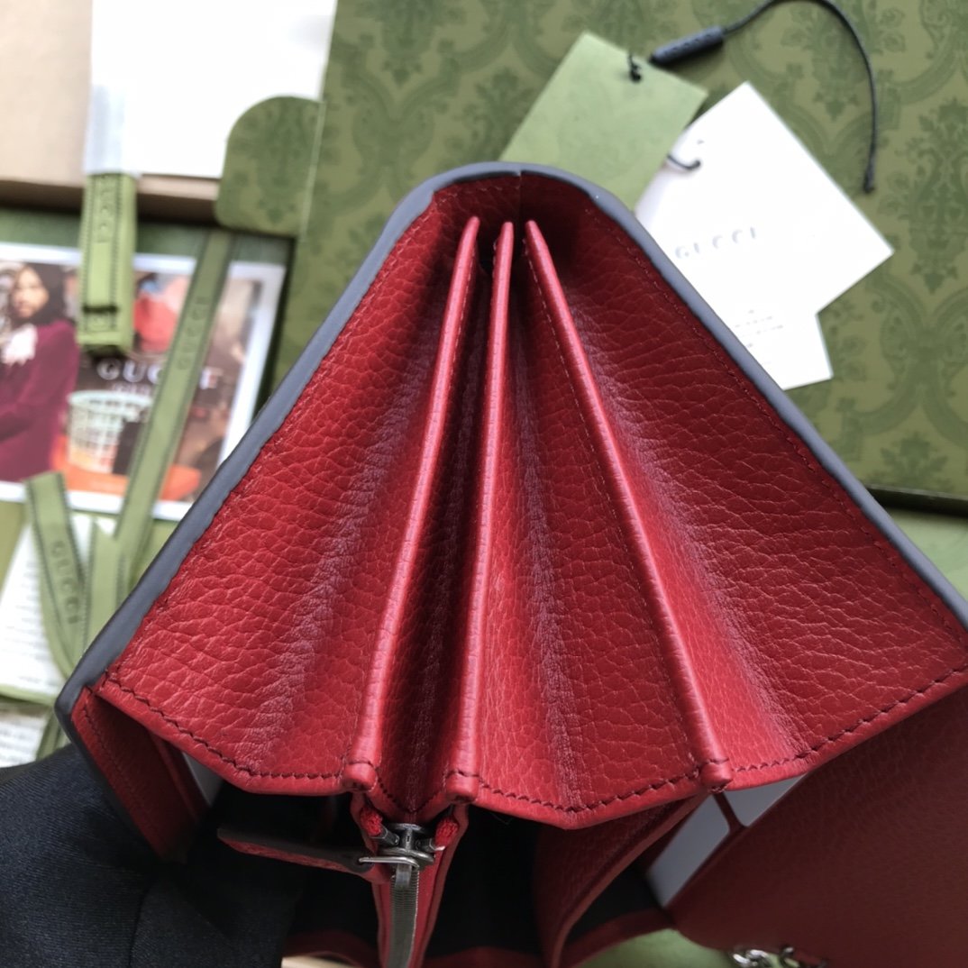 Hibiscus red DG mini leather chain wallet