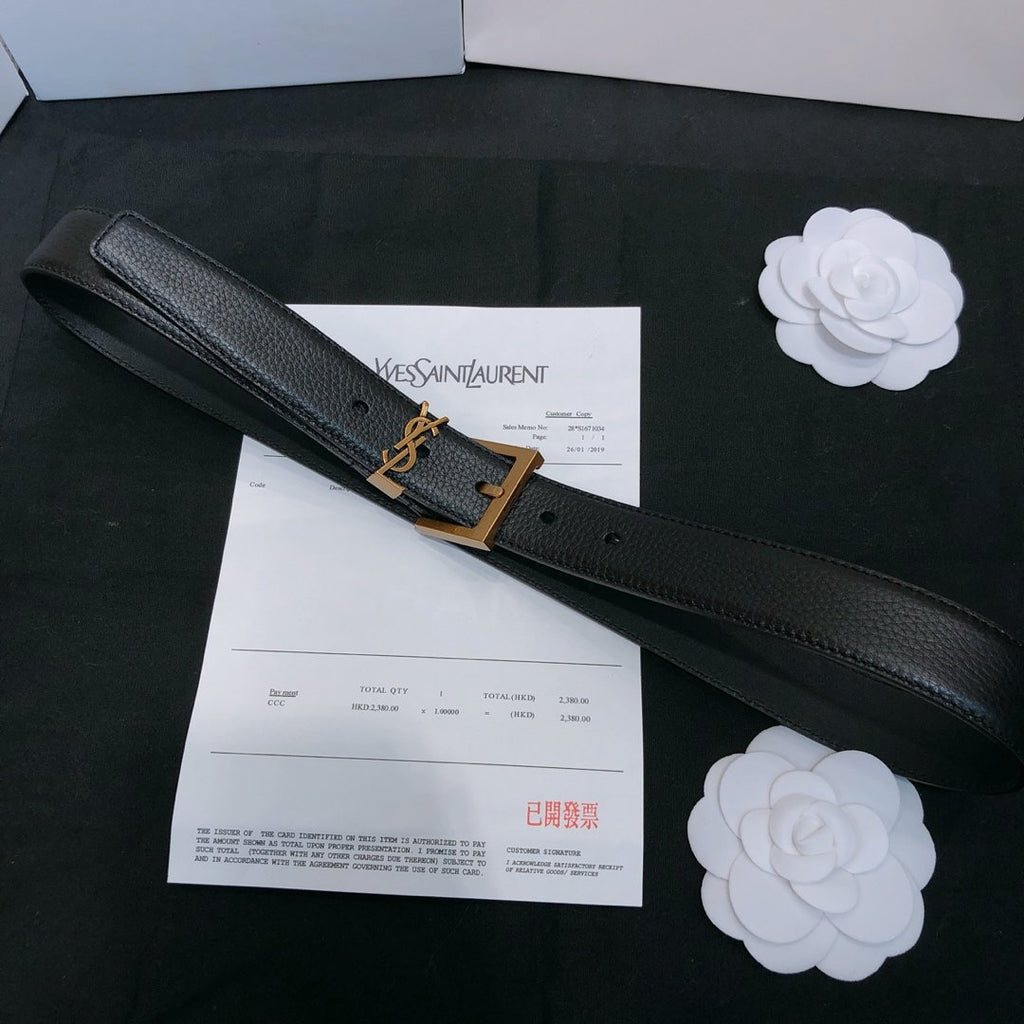 Gold embellished leather belt