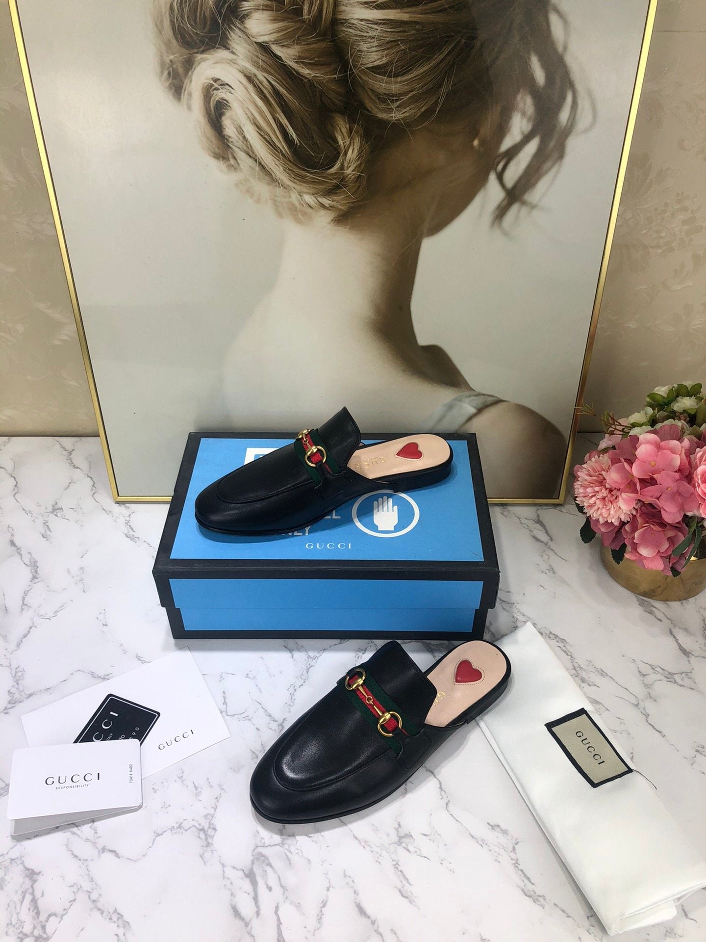 Black leather with tonal piping GP slipper
