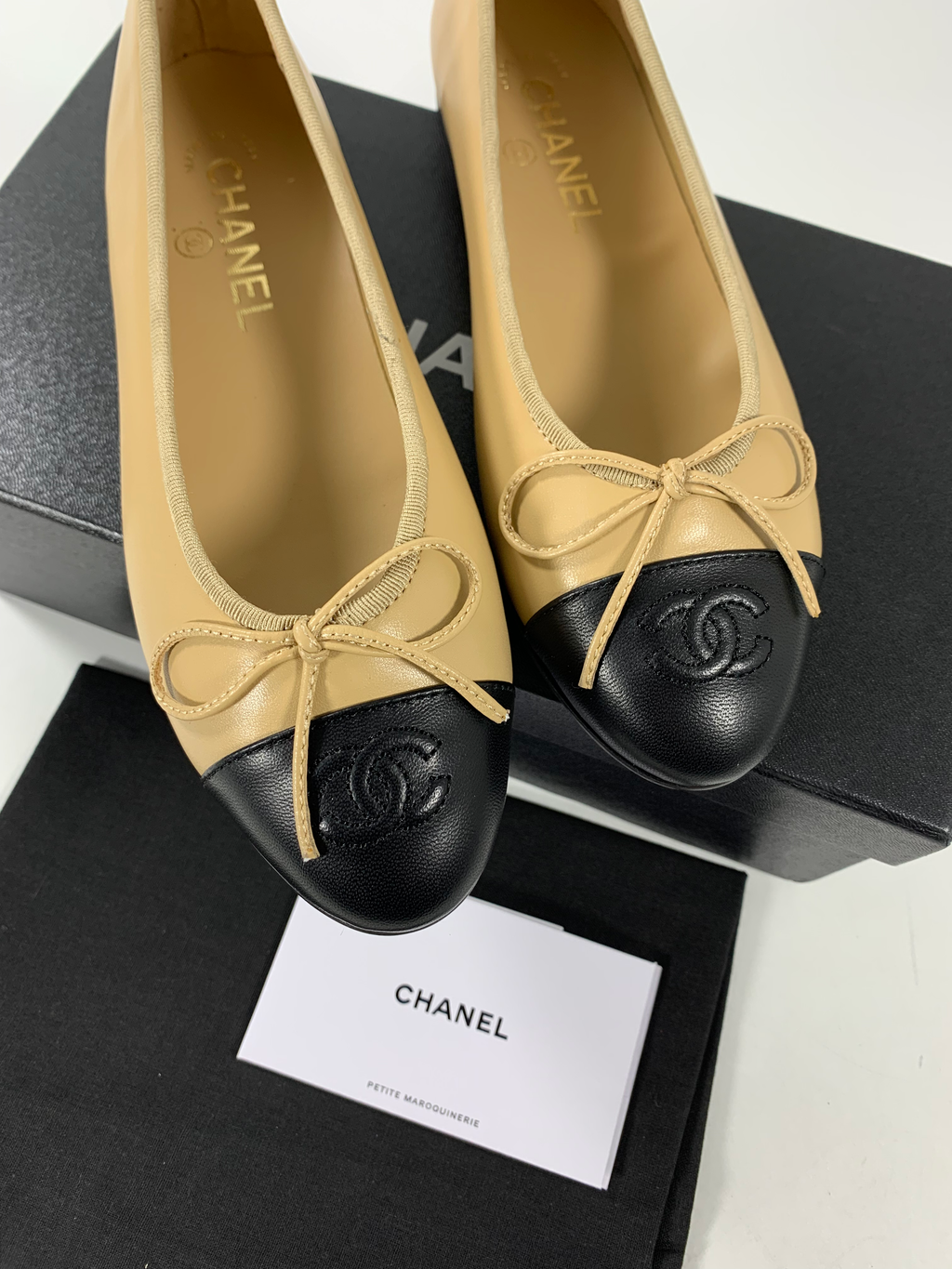 Beige & Black C Ballerinas