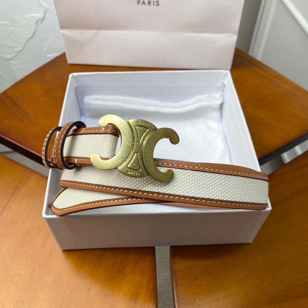 Beige medium triomphe belt