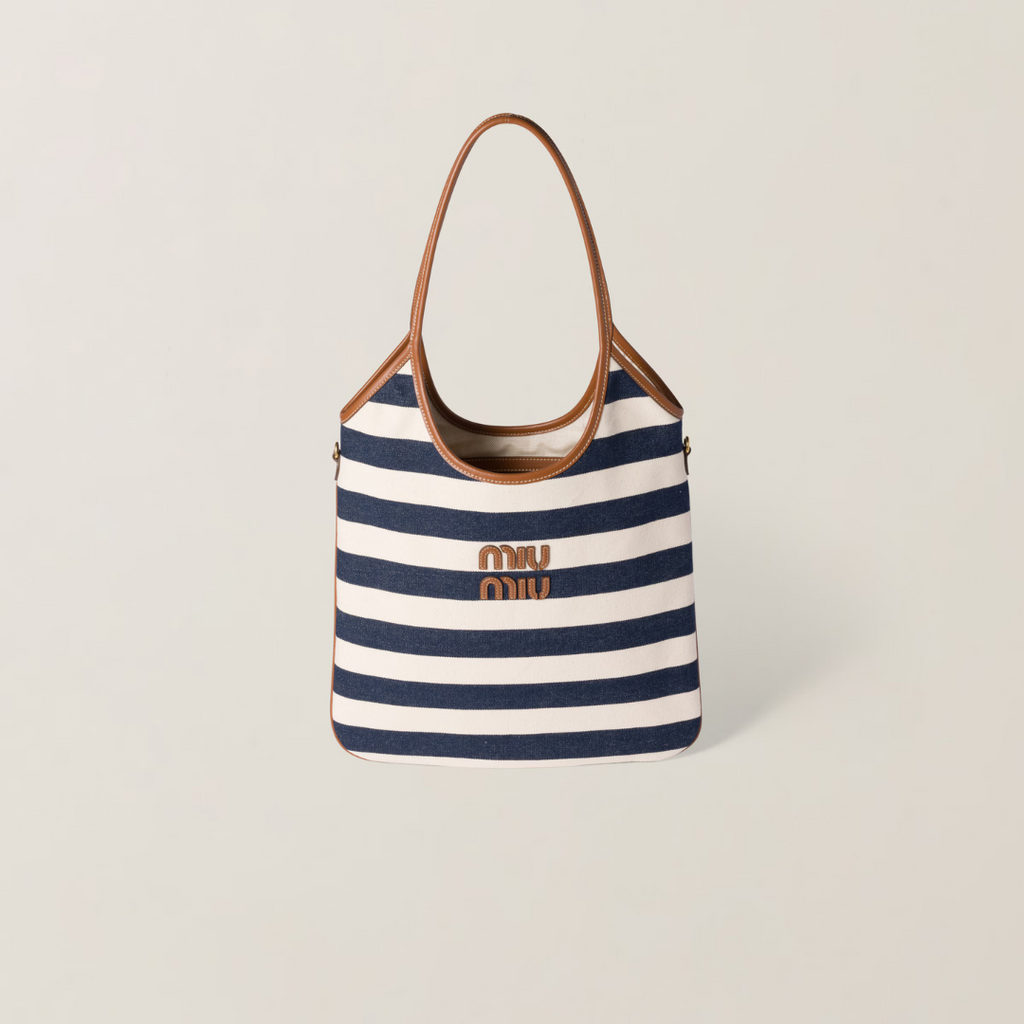 Blue/Beige IVY Canvas & Leather Bag