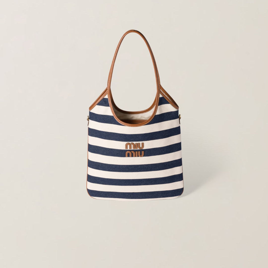 Blue/Beige IVY Canvas & Leather Bag