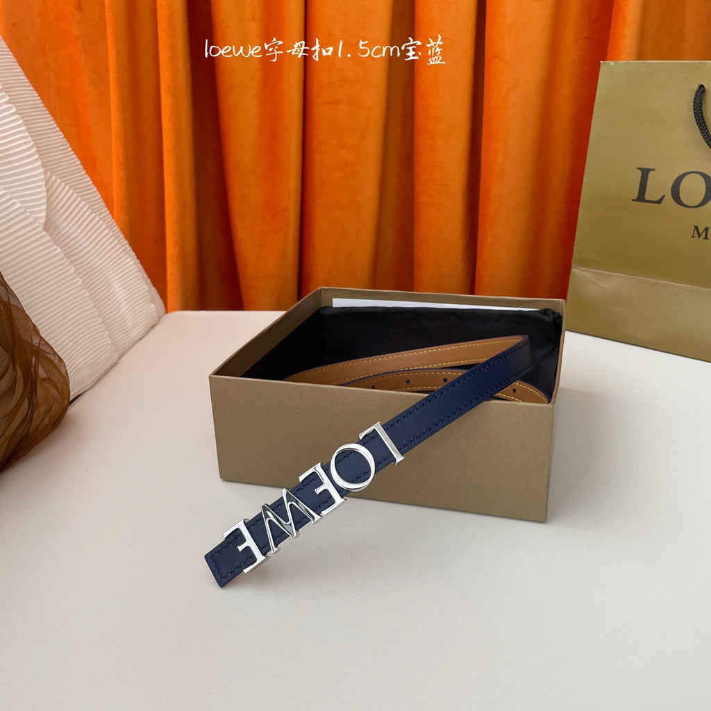 Abbys Blue/Palladio Belt In Smooth Leather