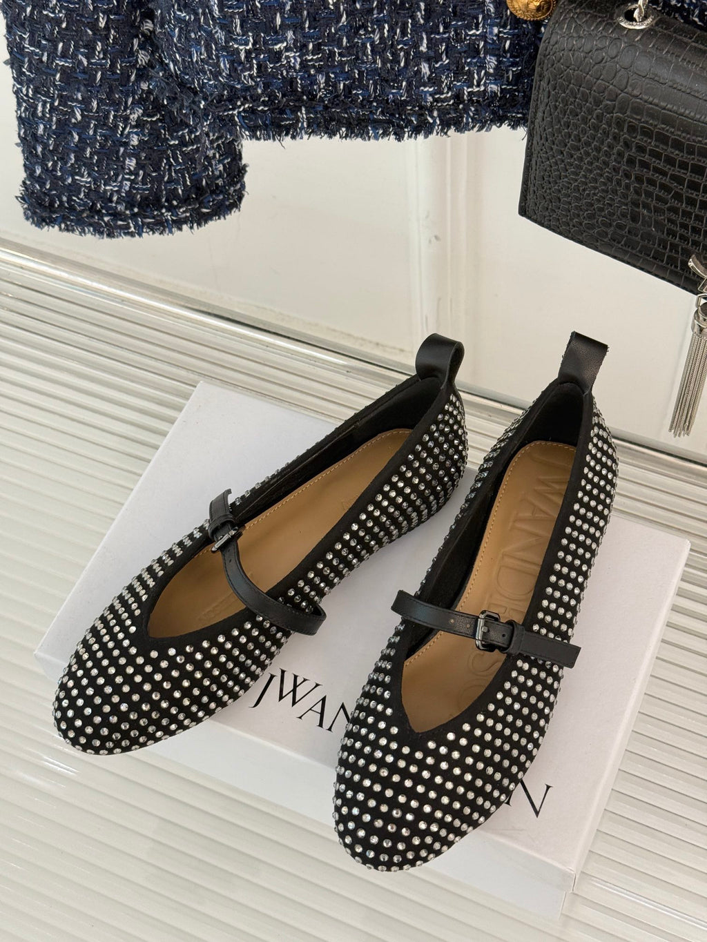 Black Ballerinas With Crystals