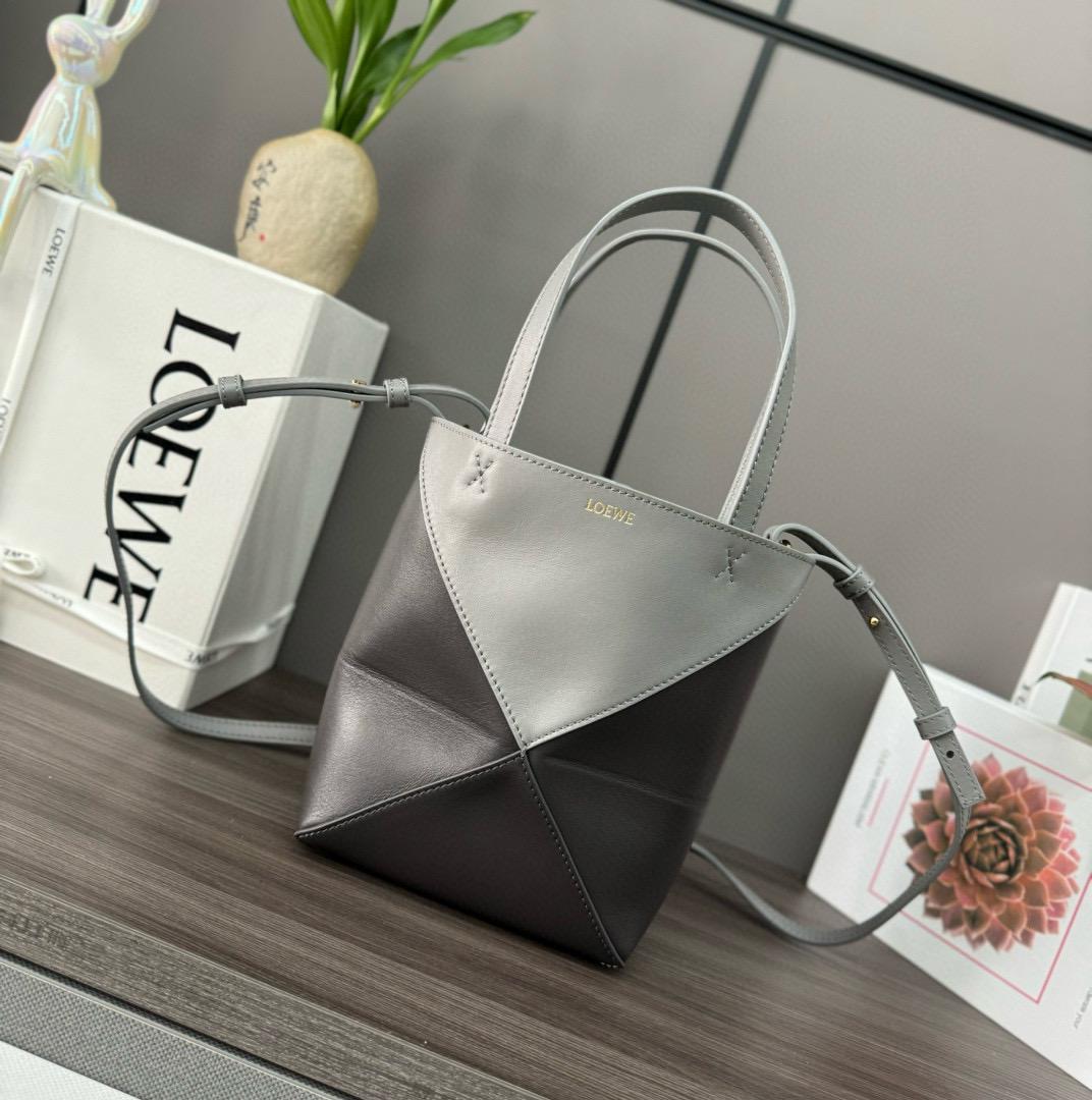 Pearl Grey/Dark Grey Mini Puzzle Fold Tote