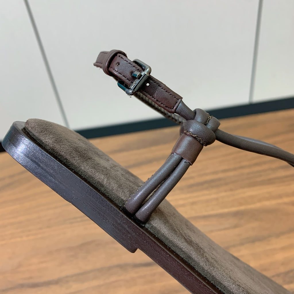 Brown Suede Sandals With Precious Braided Straps