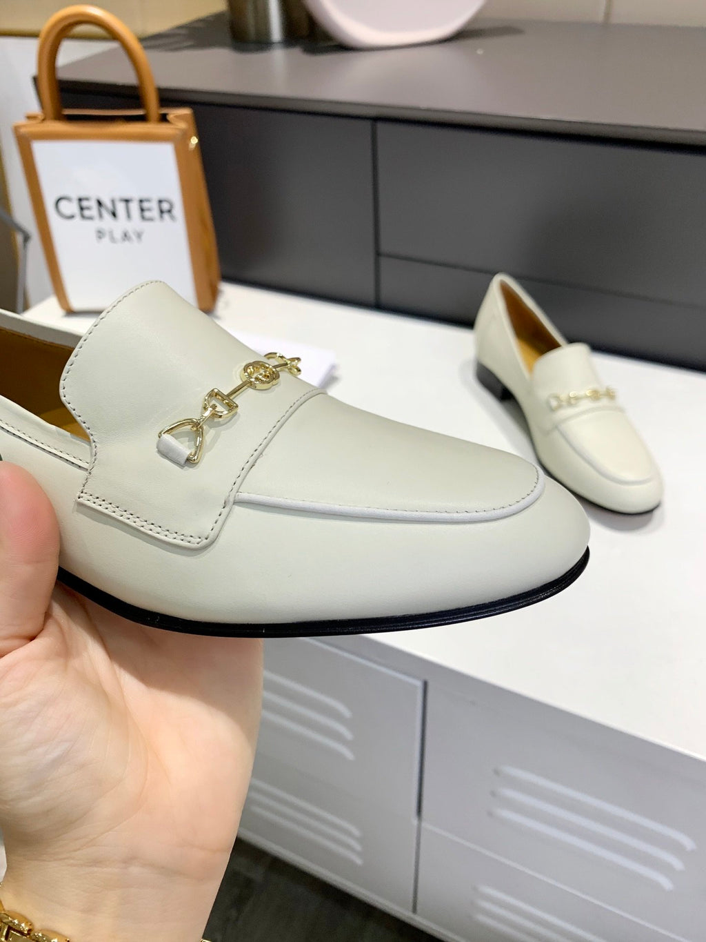White GH block-heel loafers