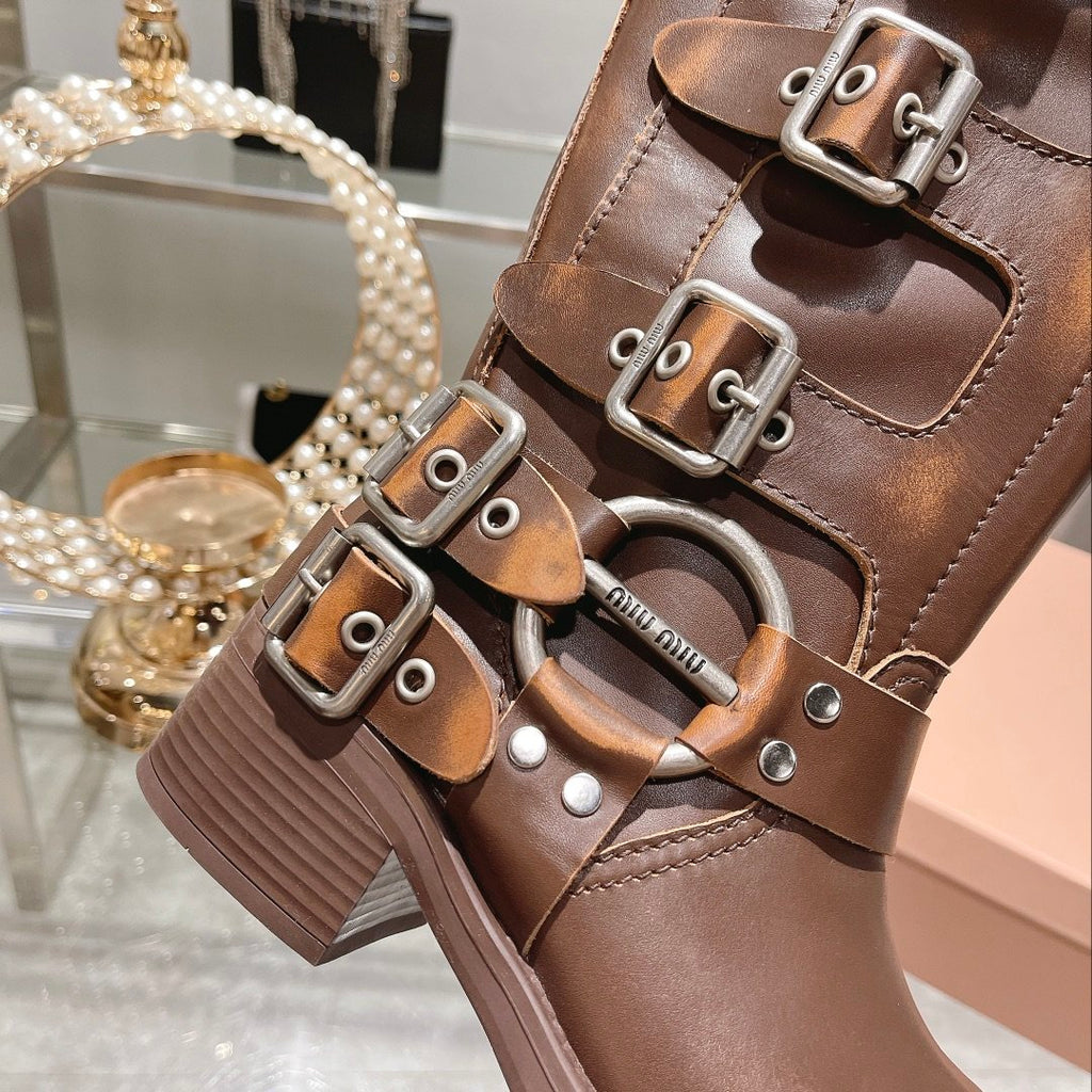 Sienna leather biker boots