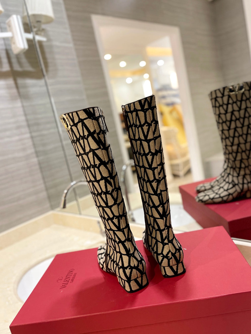 Beige & Black VT Boot In Toile Iconographe 30mm