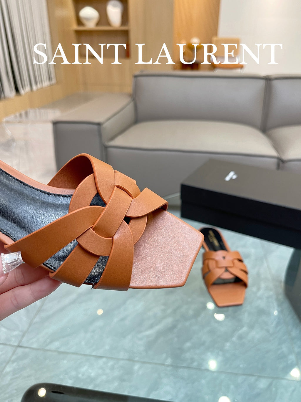 Marron Gold YT Mules In Leather