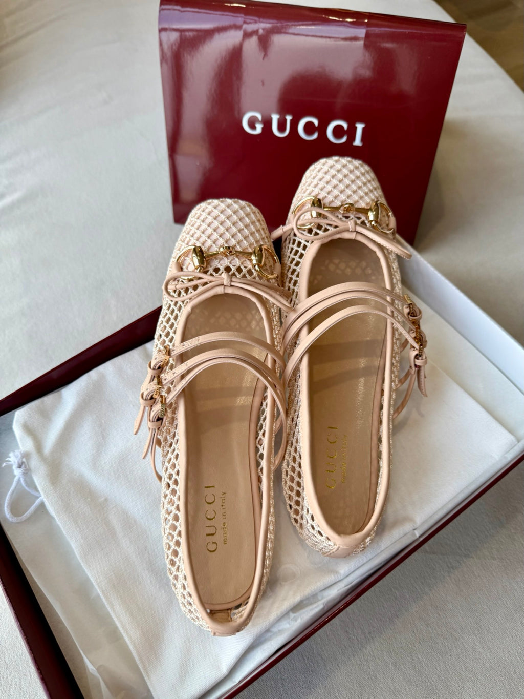 Pink Mesh Horsebit Ballet Flat