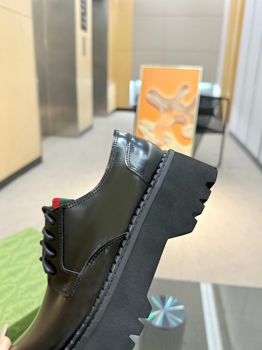 Black Lace-Up Loafers With Web