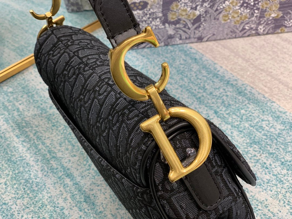 Black DS oblique canvas bag