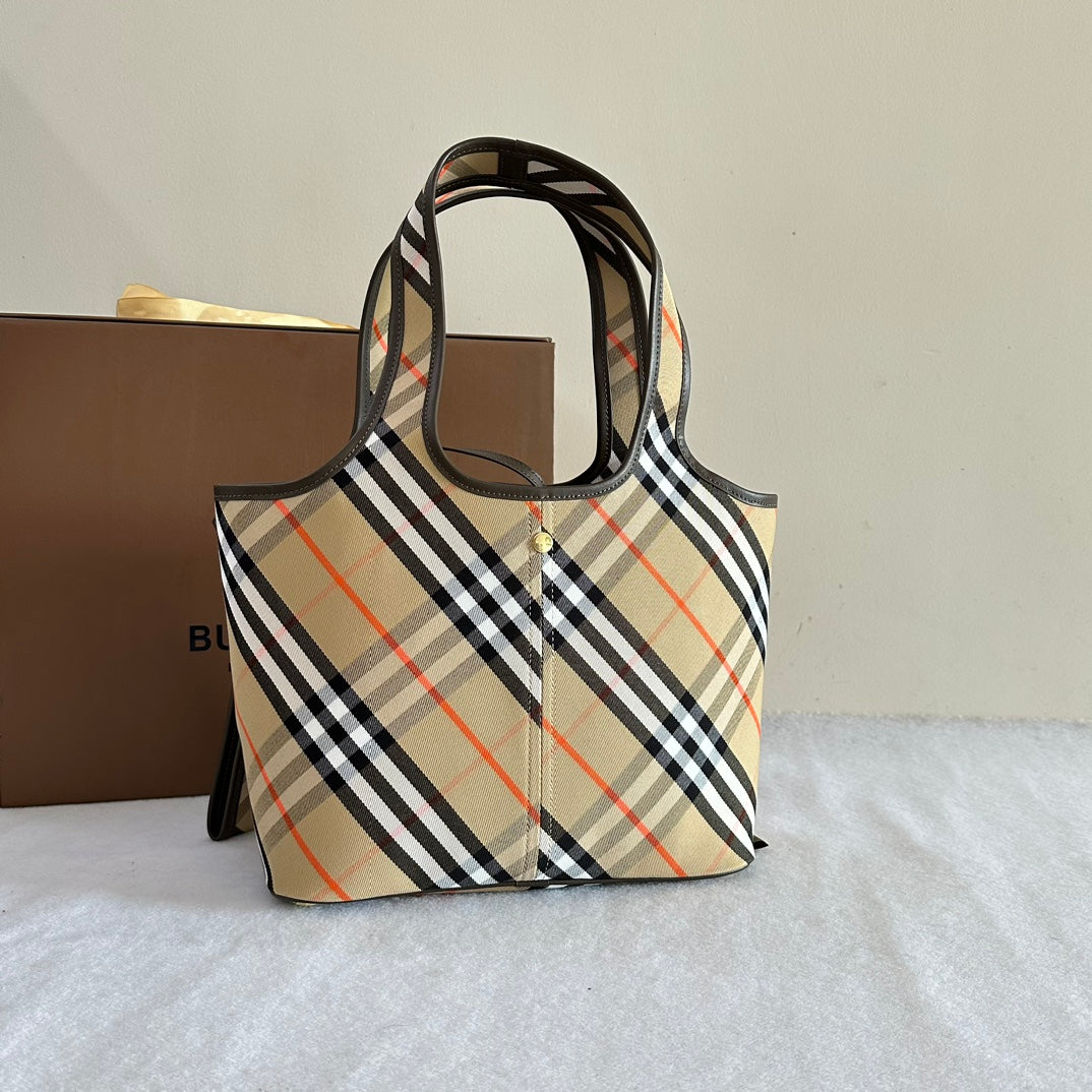 Sand Small Check Tote