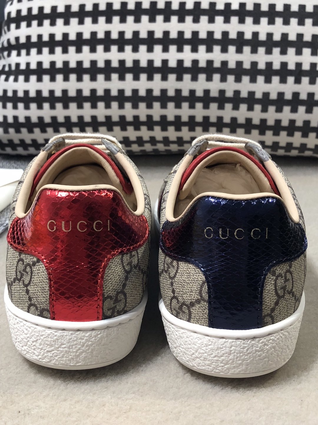 Women's Beige & dark-brown coated-canvas sneakers