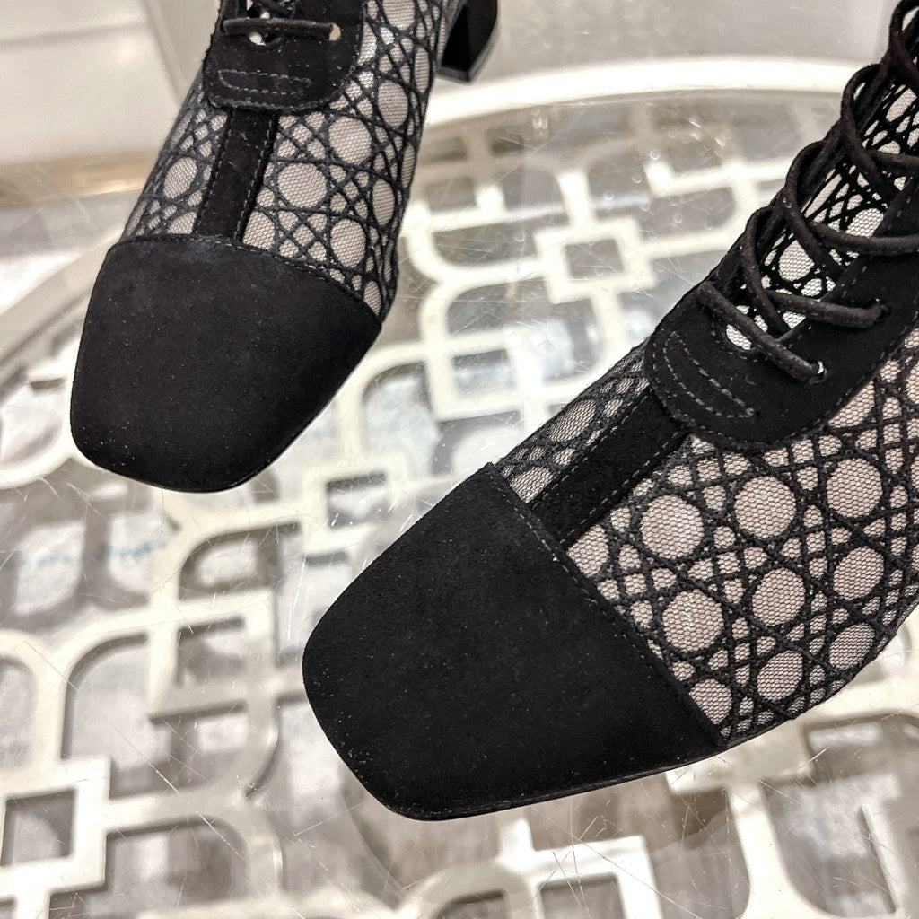 Black Cannage Motif & Suede ND Ankle Boot