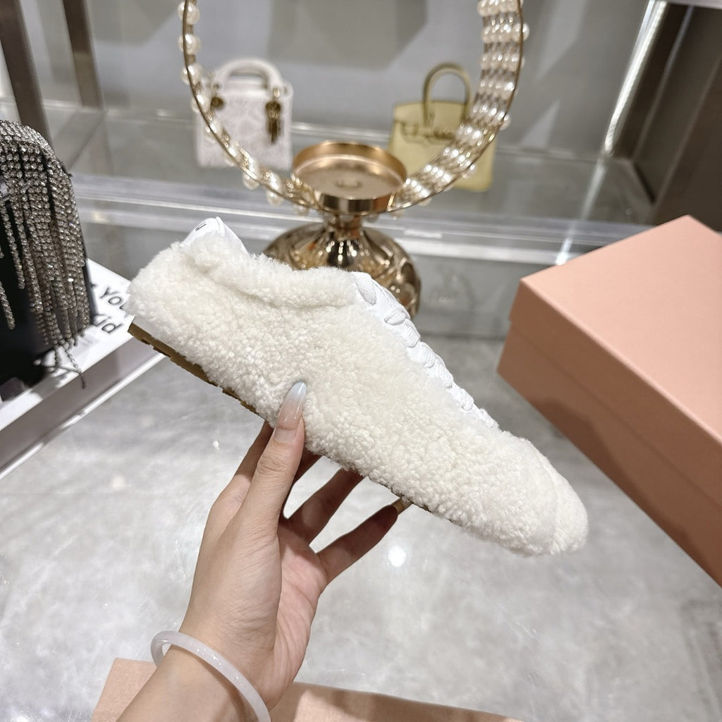 Natural Plume Shearling Sneakers