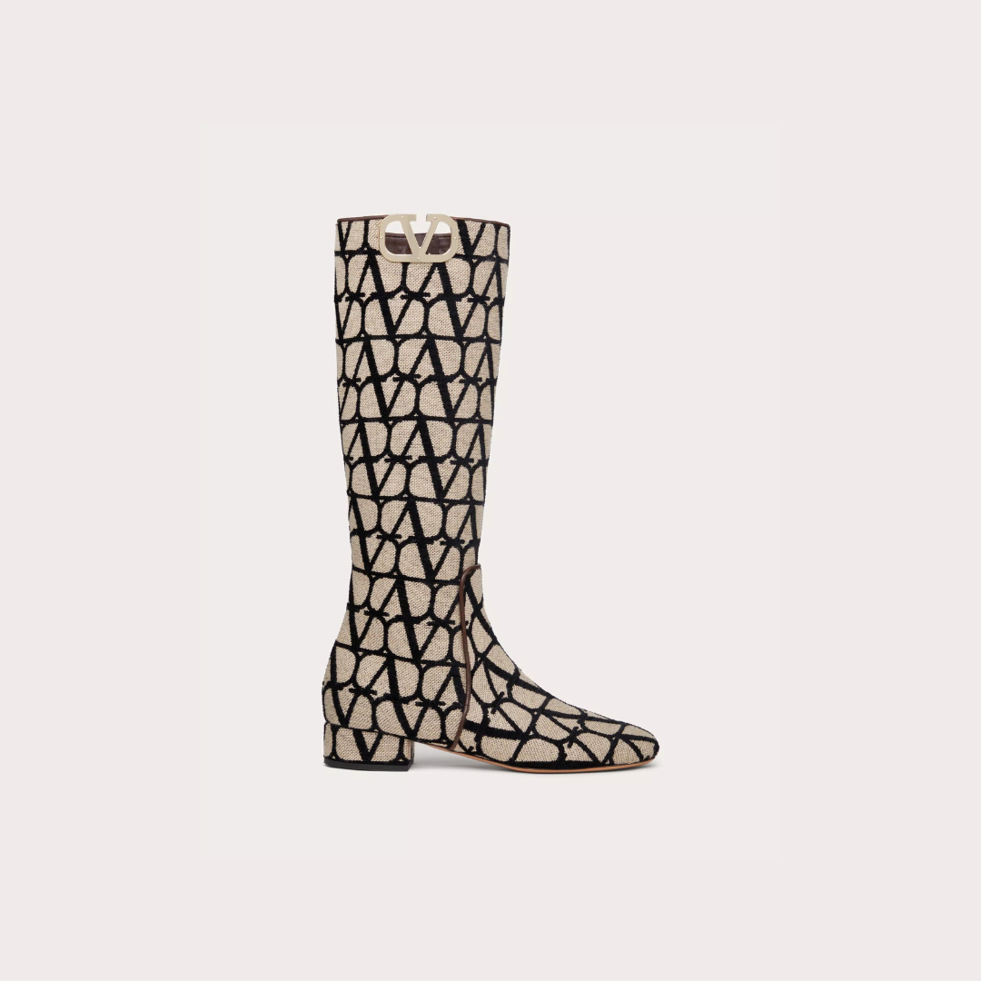 Beige & Black VT Boot In Toile Iconographe 30mm