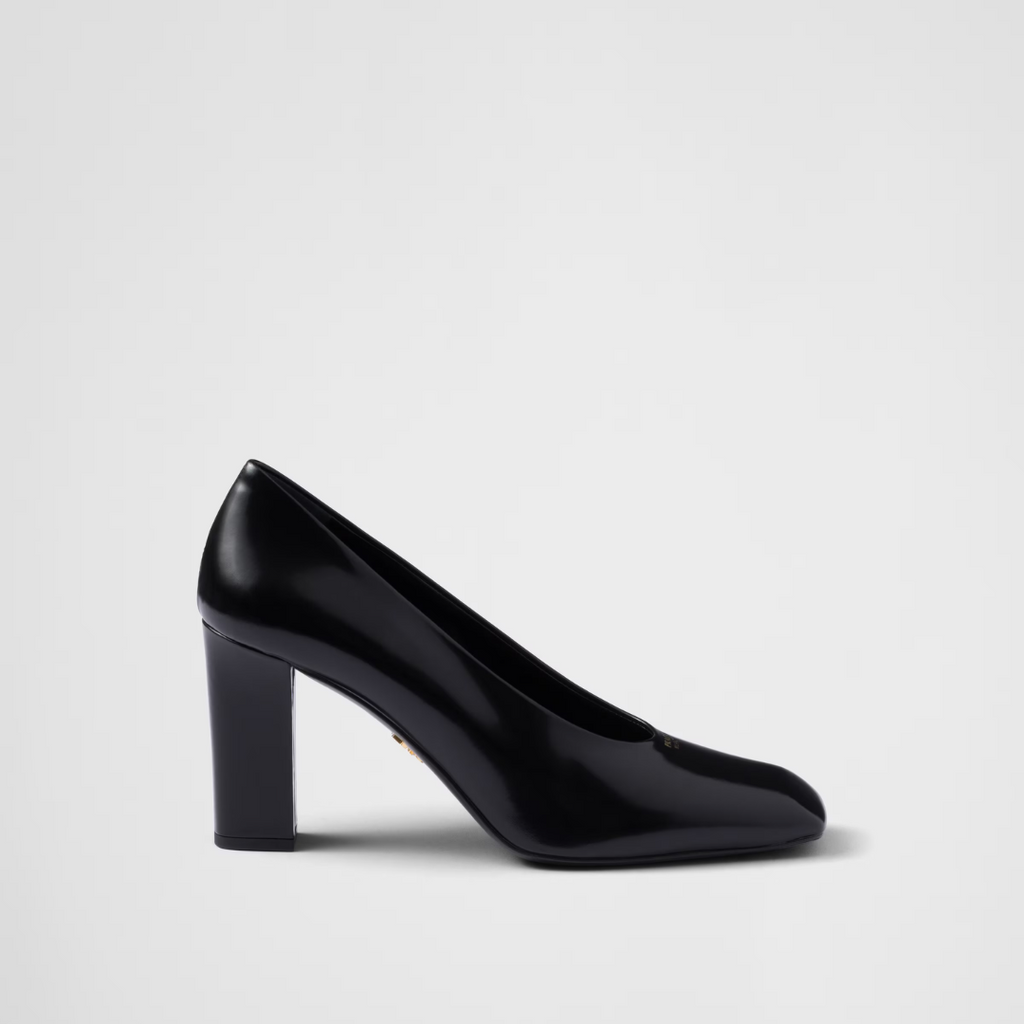 Black Brushed Leather Pumps