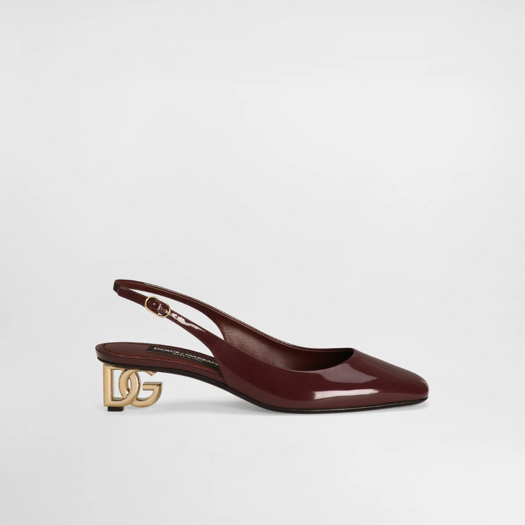 Burgundy Patent Leather Slingbacks