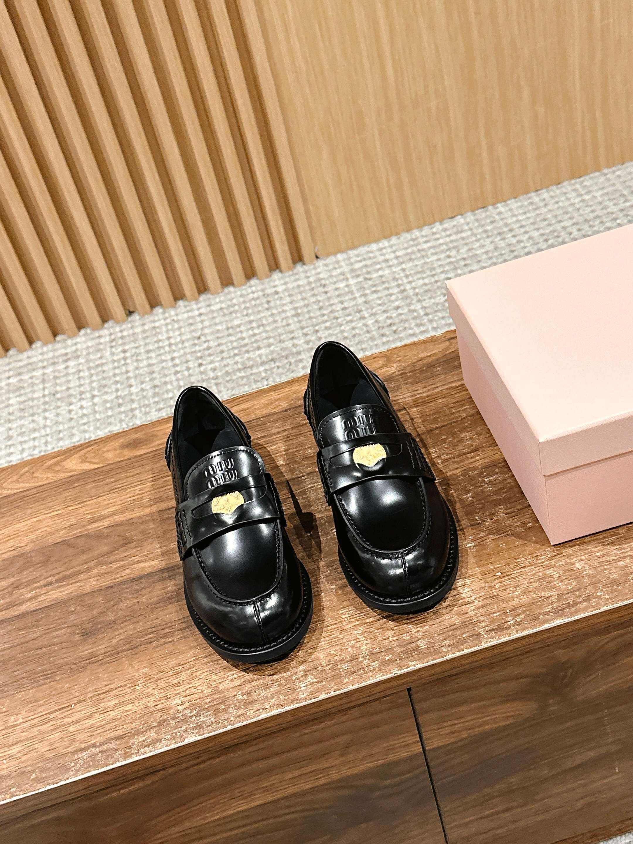 Black Brushed Leather Penny Loafers