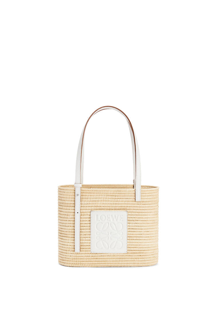 Natural & white raffia small square basket bag
