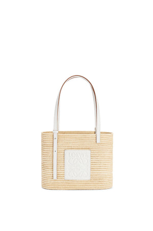 Natural & white raffia small square basket bag