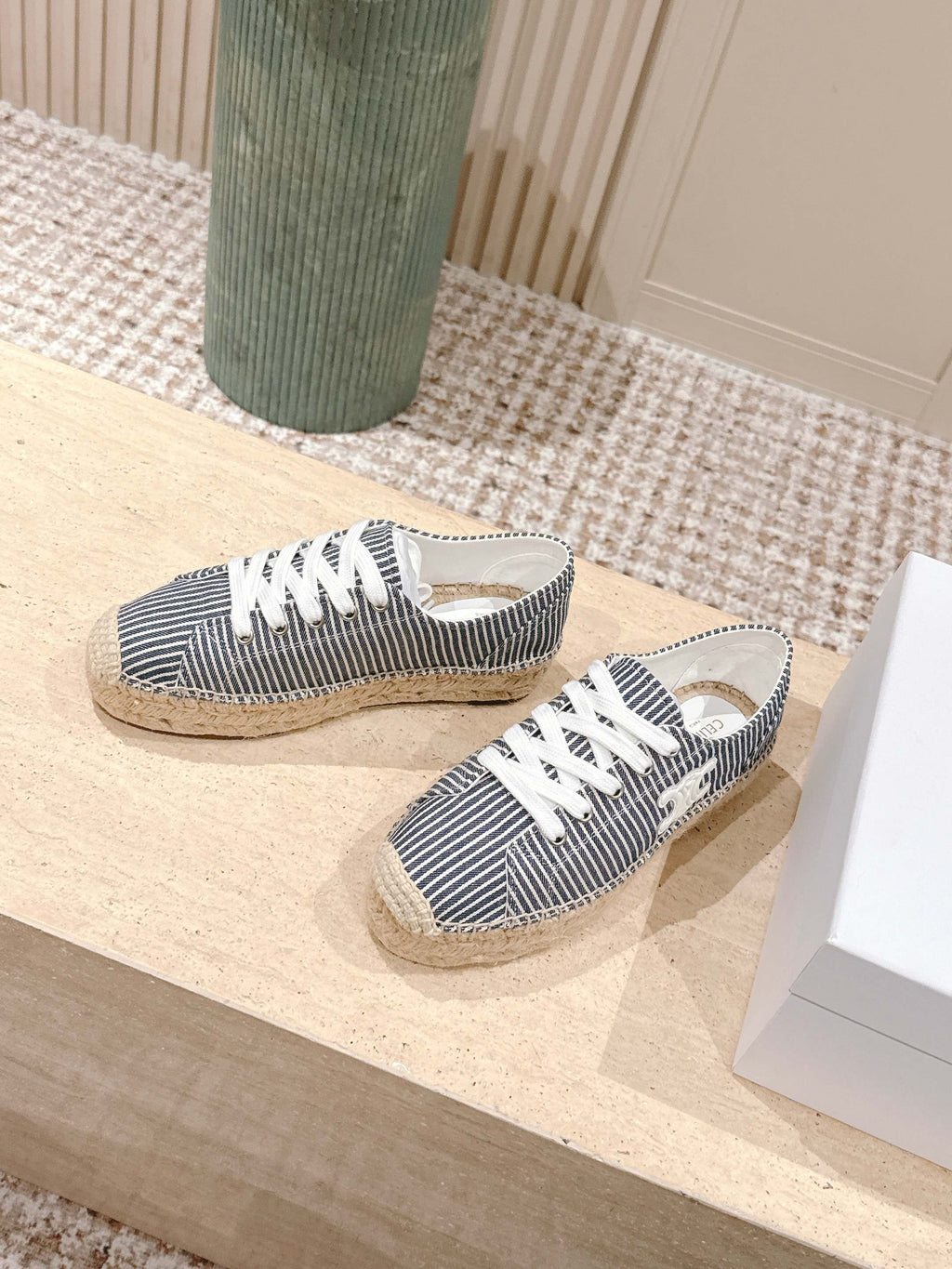 Off White/Navy Les Espadrilles Lace-Up