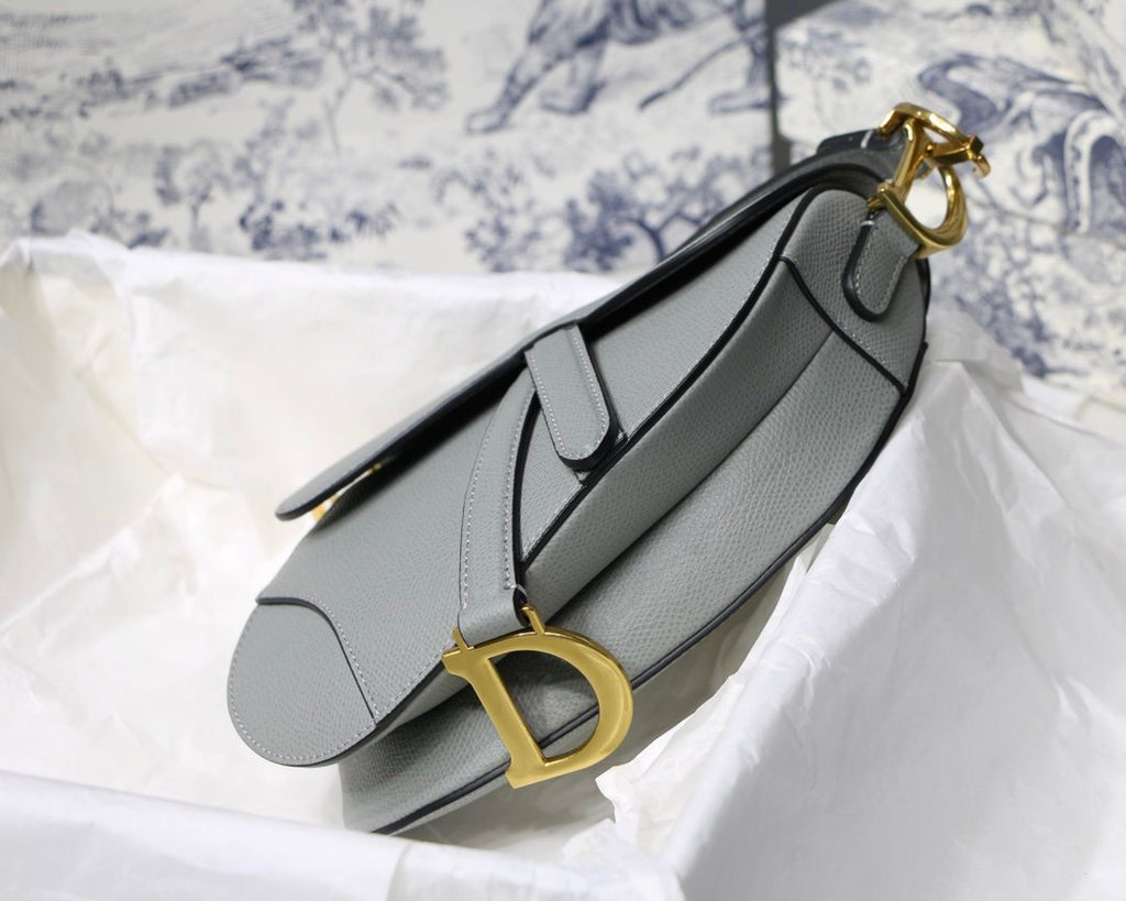 Gray stone DS grain calfskin bag