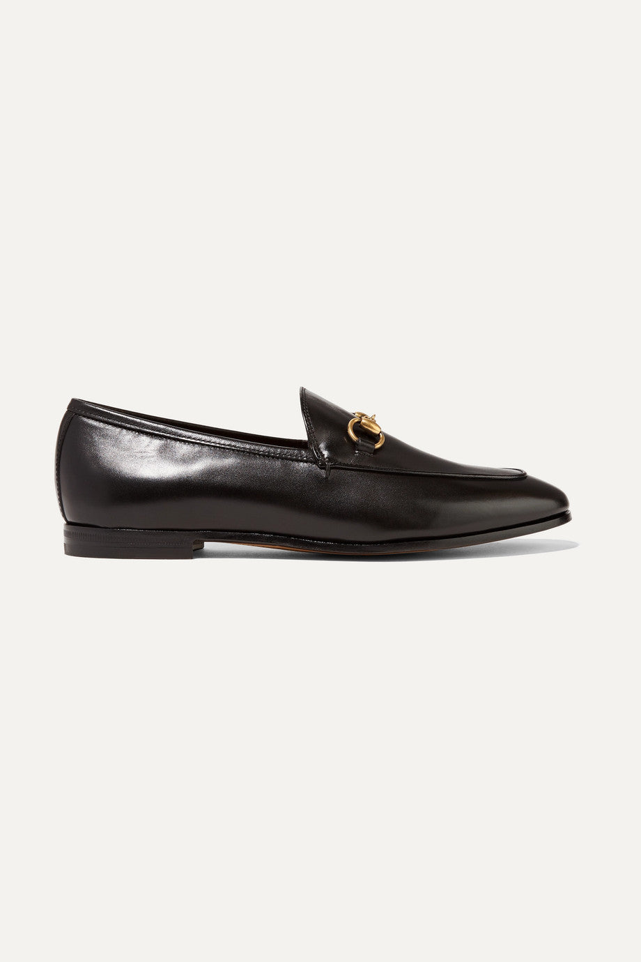 Black GJ leather collapsible-heel loafers