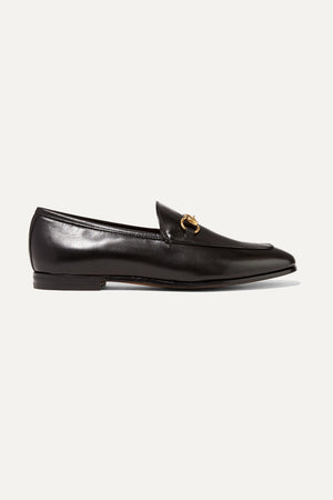Black GJ leather collapsible-heel loafers