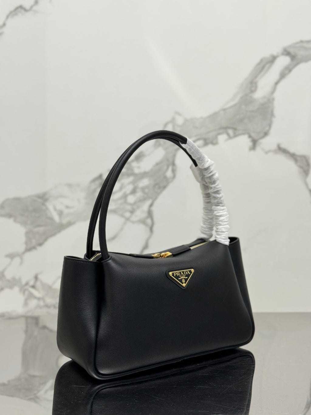 Black P Medium Leather Handbag