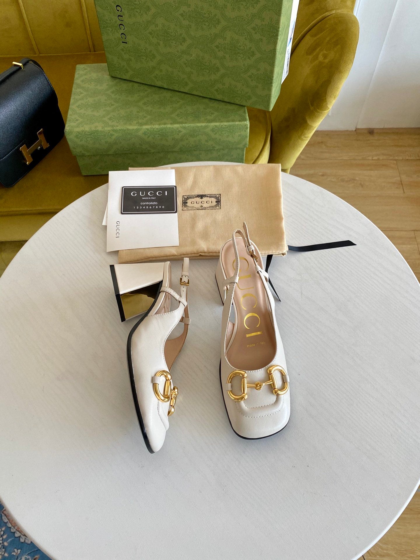 White mid-heel slingback